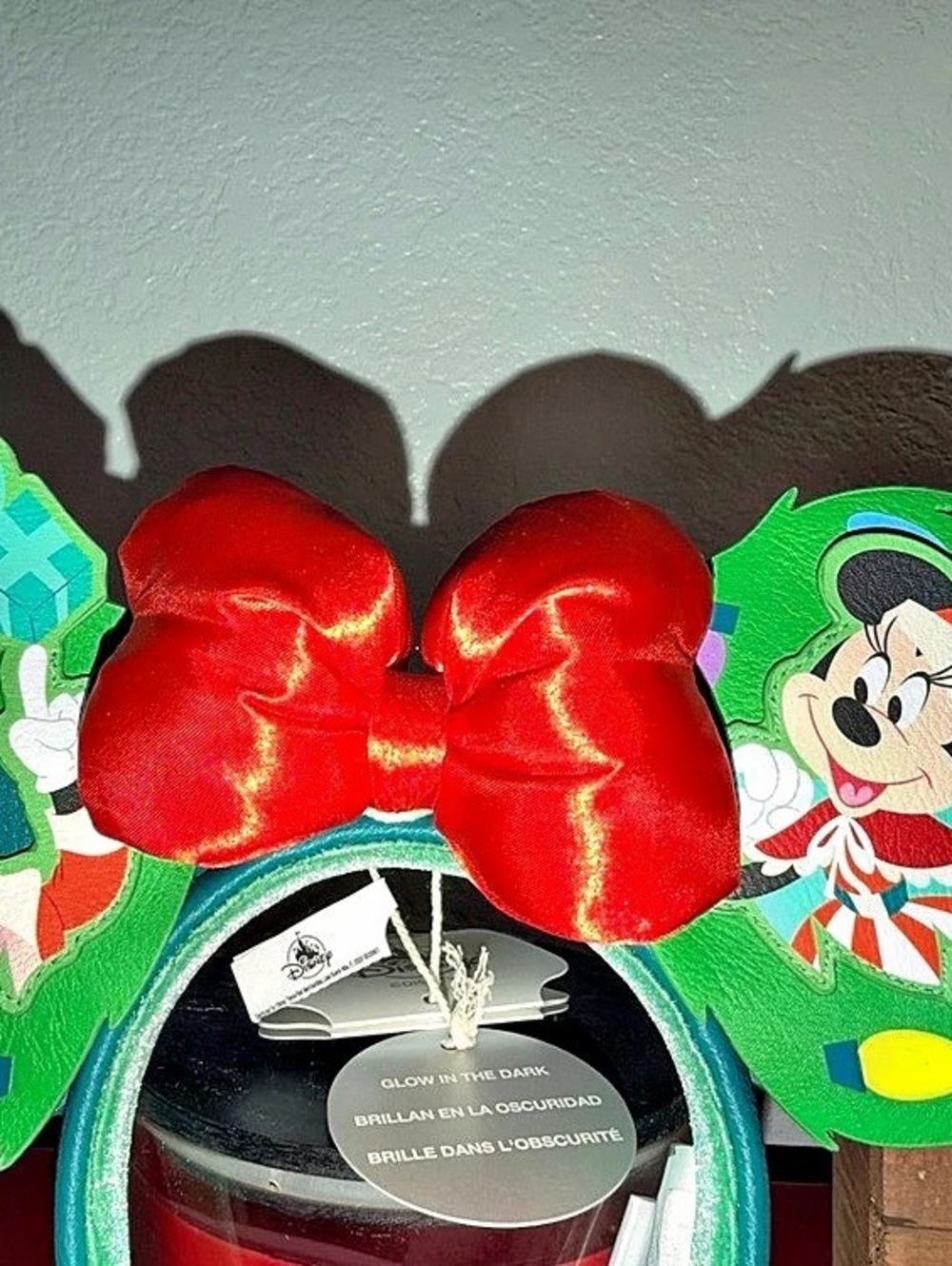 Disney Mickey & Minnie Christmas Ear Headband Green & Red - Picture 2 of 8